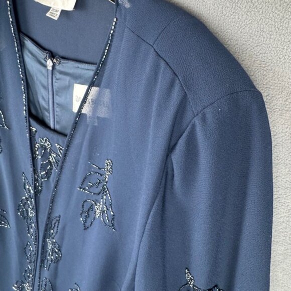 David's Bridal 2 Piece Navy Blue Beaded Mother of the Bride Dress 20WP - Picture 10 of 11